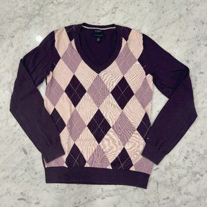 Tommy Hilfiger Pima Cotton Argyle V-Neck Sweater